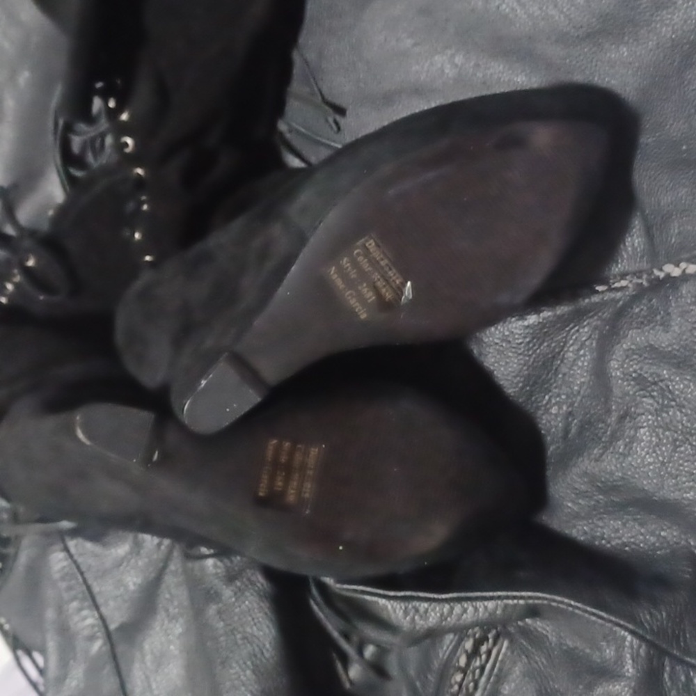 BAKERS Lace Up Black Suede Wedge Over The Knee Boots sz.10 - Picture 4 of 8